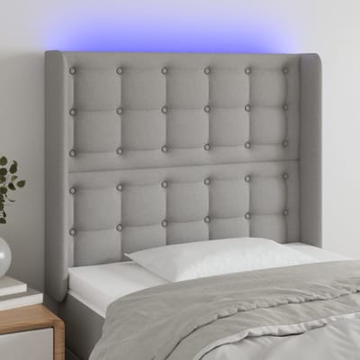 vidaXL - Hoofdbord - LED - 103x16x118/128 - cm - stof - lichtgrijs