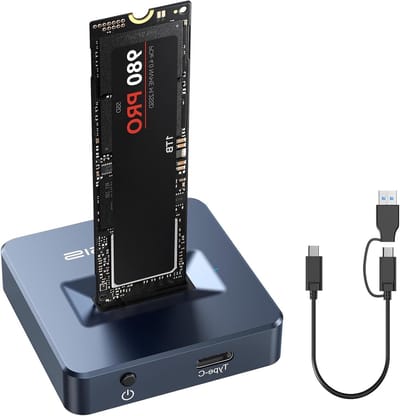 M.2 NVMe en SATA naar USB C Dock, SSD Behuizing Adapter met 10Gbps Snelheid, Aluminium, Ondersteunt M.2 (M Key) en (B+M Key) SATA