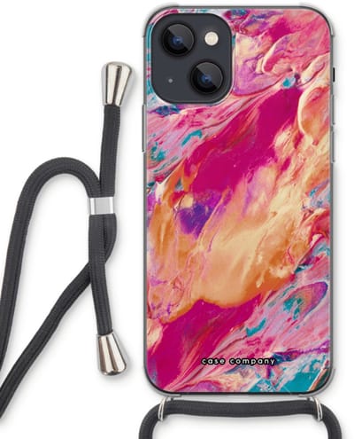 Case Company® - Hoesje met koord geschikt voor iPhone 13 hoesje met Koord - Pastel Echoes - Telefoonhoesje met Zwart Koord - Bescherming aan alle Kanten en Over de Schermrand