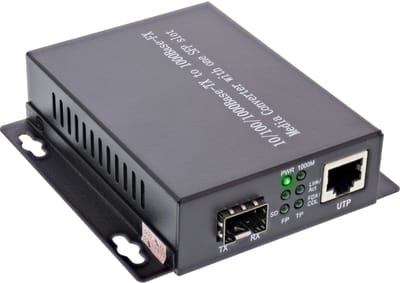 InLine® Netwerk Media Converter 10/100/1000Mb/s TP naar SFP LWL, SM, 20km