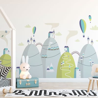 Scandinavische bergstickers met adembenemende heteluchtballonnen, 70 x 105 cm