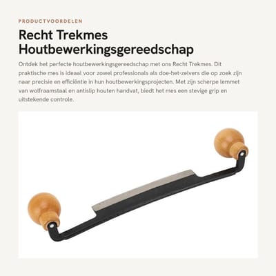 Dailygoods- Trekmes Hoge Snij-efficiëntie - Houtbewerkingsgereedschap - Antislip Handvat - Dubbel Houten Handgreep - Scherp Mes van Wolfraamstaal - Ideaal voor Doe-het-zelvers - Houtbewerkingsmes