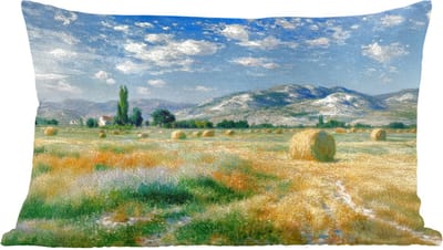 Sierkussens - Kussentjes Woonkamer - 60x40 cm - Landschap - Strobalen - Bergen - Wolken