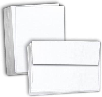 100x Witte Kaarten met Enveloppen 5x7 Inch - Linnen Structuur - Voor Uitnodigingen en Groeten