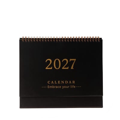 Bureaukalender 2026-2027 – Engelstalige Flipkalender – Bureauplanner met Grote Schrijfruimte – Maandplanner voor Kantoor, Studie en Thuis – Zwart – 25 × 21 cm – 1 Stuk