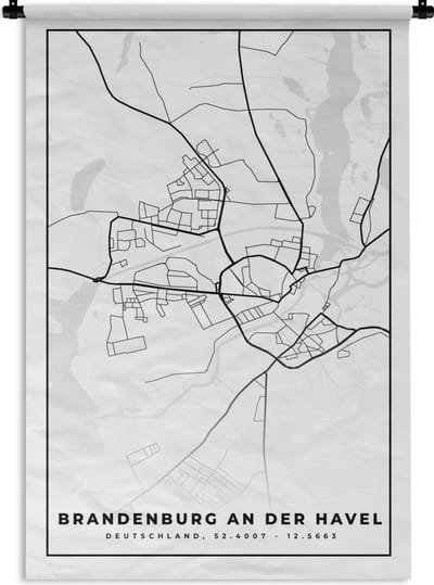 Wandkleed - Wanddoek - Brandenburg an der Havel - Plattegrond - Stadskaart - Kaart - 120x180 cm - Wandtapijt