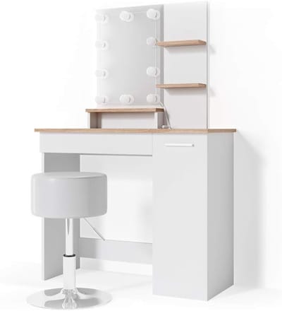 Stijlvolle Make-uptafel met Spiegel en Verlichting - Perfect voor Dames en Meisjes