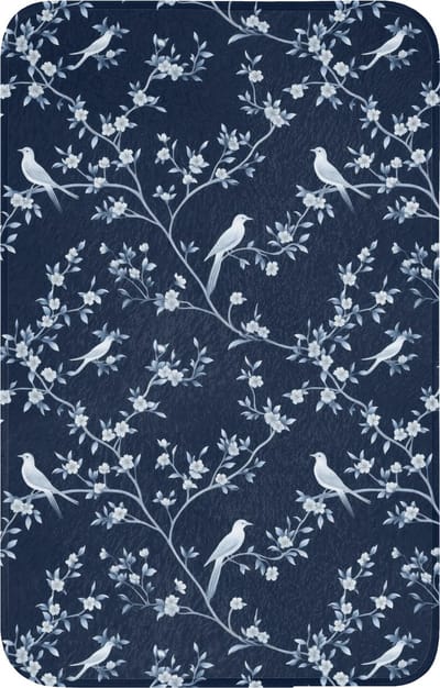 WC mat 50x80 cm - Antislip - Grafisch - Bloesemtak - Blauw - Toiletmat - Vloermat - Douchemat - Toilet tapijt - Toiletmatten