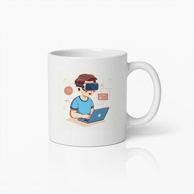 Virtual Reality Gamer met Laptop Mok – Unieke VR Gaming Koffiebeker