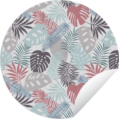 Tuincirkel Bladeren - Jungle - Pastel - Tropisch - 60x60 cm - Ronde Tuinposter - Buiten