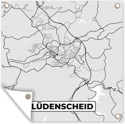 Tuin poster Duitsland - Plattegrond - Lüdenscheid - Kaart - Stadskaart - 200x200 cm - Tuindoek