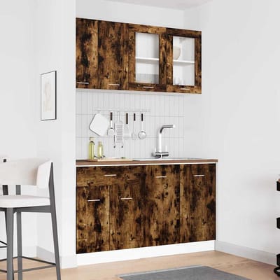 vidaXL - Keuken - Eenheid - LYON - 4 - st - Gerookt - eiken - Bewerkt - hout
