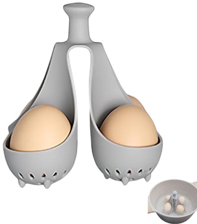 Siliconen Ei Stopper - Ei Houder - Eieren Koken - Ruimtebesparend Ontwerp - 4 Eieren - Grijs