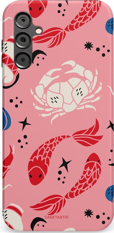 Casetastic hoesje geschikt voor Samsung Galaxy A14 (2023) 5G / Samsung Galaxy A14 (2023) 4G - Dubbellaagse bescherming - Zodiac in kleur - Fashion Case - Lichtroze Koraal Perzik