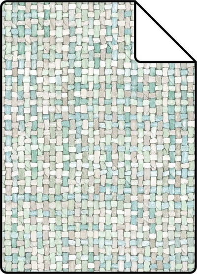 Proefstaal ESTAhome behang geweven linnenstructuur vergrijsd mintgroen - 26.5 x 21 cm - 148662-S
