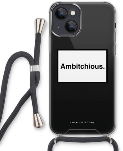 Case Company® - Hoesje met koord geschikt voor iPhone 13 mini hoesje met Koord - Ambitchious - Telefoonhoesje met Zwart Koord - Bescherming aan alle Kanten en Over de Schermrand