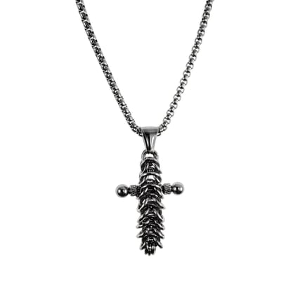 60cm x 3mm Jasseron-Ketting + Kruishanger Unisex - Roestvrij Staal - Uniek Ontwerp - Handgemaakt door esde2