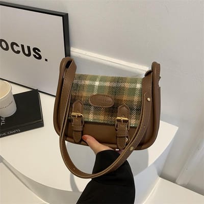 Retro Modetrend Ruitjes Tas voor Dames Grote Capaciteit Lente Mode Commuter Crossbody Enkele Schouder Dames Tas brown