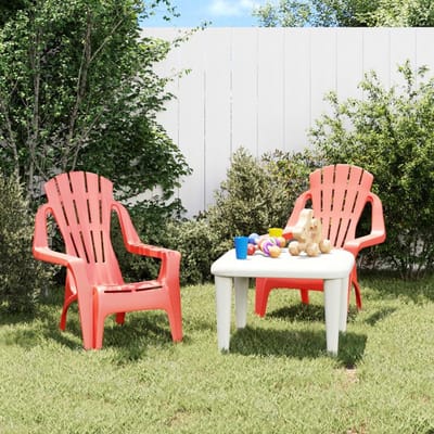 Kinder tuinstoelen - Set van twee - Buiten spelen - Weerbestendig ontwerp - 37 x 34 x 44 cm - Rood