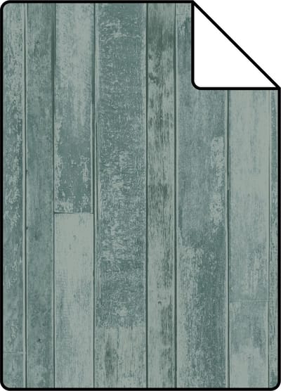Proefstaal ESTAhome behang vintage sloophout planken vergrijsd groen - 26.5 x 21 cm - 128840-S