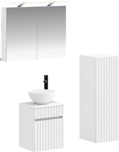 vidaXL Badkamermeubelset 4 st Wit Bewerkt hout en glas