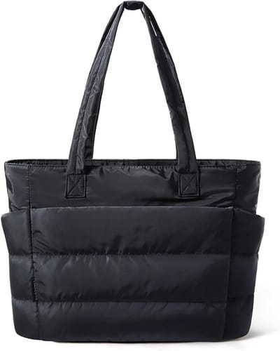 Dames Puffer Bag 50 cm, Lichtgewicht Puffy Tas met Schouderband, Ruime Vakken voor Werk, Reizen en Winkelen