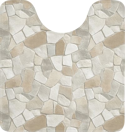 WC mat met uitsparing 55x60 cm - Antislip - Mozaïek - Stenen - Beige - Toiletmat met uitsnijding - Vloermat - Douchemat - Toilet tapijt - Toiletmatten