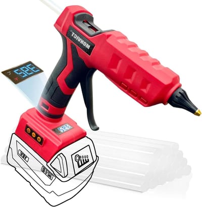 Draadloos Lijmpistool - Hete Lijm Gun - Hobby Knutselen - Digitale Temperatuur - 100 Watt - Rood
