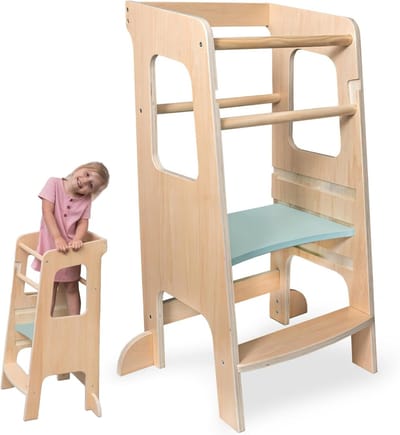 Dastium Kids - Leertoren - Keukenhulp - Keukentoren - Learning Tower - Leertoren Verstelbaar - Verstelbare Leertoren - Naturel
