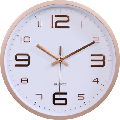 LW Collection keukenklok roségoud 30cm - kleine wandklok rosé stil uurwerk - muurklok - stille klok - kleine klok