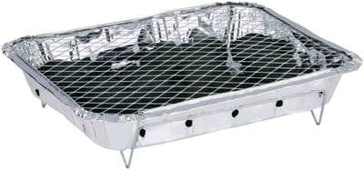 Alpina Wegwerp BBQ met Houtskool – Direct Klaar voor Gebruik – Compact en Lichtgewicht – Brandtijd ca. 1,5 Uur – Inclusief Rooster – Ideaal voor Meenemen