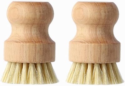 Houten Wasborstel met Sisal Borstels en Roestvrijstalen Handvat voor Effectieve Reiniging