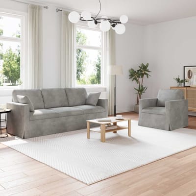 vidaXL Bankstel 2 pcs Lichtgrijs 198 x 78 x 80 cm Fluweel
