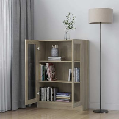 vidaXL - Vitrinekast - 82,5x30,5x115 - cm - bewerkt - hout - sonoma - eikenkleurig