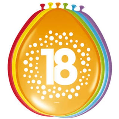Ballonnen 18 Jaar Happy Birthday Dots - 8 stuks