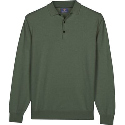 Baileys Trui Pima Cotton Polo Pullover Placket Buttons Thyme Green / male