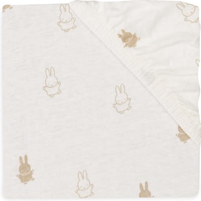 Jollein x Nijntje - Hoeslaken Jersey 40/50x80/90cm - Wieg, Ledikant, Babybed - Happy Miffy - Nougat