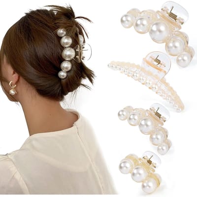 4 stuks parelhaarspeldjes - Haarspeldjes - Grote parelhaarspeldjes - Zoete Koreaanse stijl - Modieuze haaraccessoires - Hoofdaccessoires - Super temperament - Geschikt voor vrouwen, feestjes, dagelijks gebruik, bruiloften