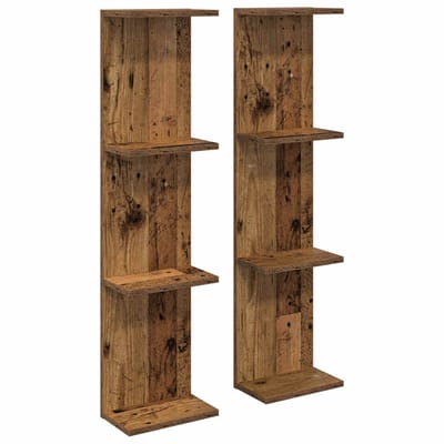 vidaXL - Wandplank - 2 - st - Oud - hout - 25 - x - 15 - x - 100 - cm - Bewerkt - hout