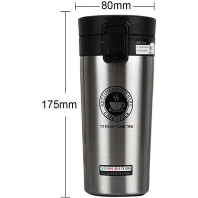 Thermos koffiemok Dubbelwandige roestvrijstalen beker Thermoskan Fles Thermo theemok Reisthermosmok Thermocup 380ml grijze kleur