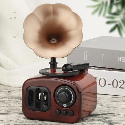 Vintage Grammofoon Woonkamer Kantoor Decoratie Creatief Valentijnsdag Verjaardagscadeau Muziekdoos Huisdecoratie gray