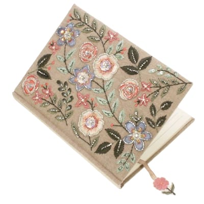 Notitieboek Bloemen, wit/ roze 15x20cm