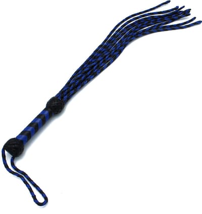 Kiotos - Lederen Cat-o-Nine Zweep - Gevlochten Strengen - Zwart/Blauw