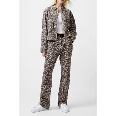 French Connection Charlie Printed Denim Jacket Leopard Sand Multi Size: XS | Denim Jackets Outlet | Dames | Bruin