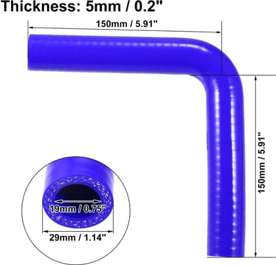 Dailygoods- Siliconen Slang 90 Graden - Universele Koppeling - Koelsysteem - Binnendiameter 19mm - Lengte 150mm - Duurzaam Materiaal - Koelslang