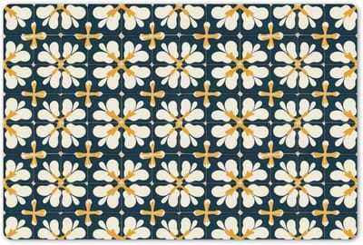 Placemats 45x30 cm - Placemat kunststof - 1 stuk - Motief - Tegel - Okergeel - Borden onderleggers - Decoratie voor op tafel - Keuken tafeldecoratie accessoires - Vinyl onderlegger - Tafelversiering