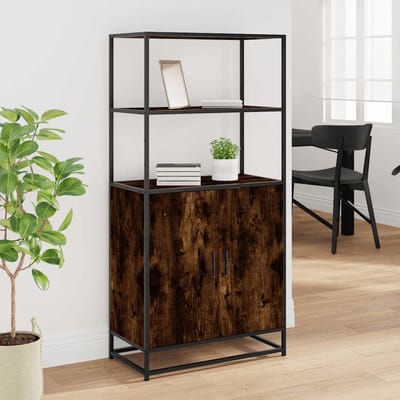 vidaXL - Hoge - kast - 68x35x139cm - bewerkt - hout - en - metaal - gerookt - eikenkleur