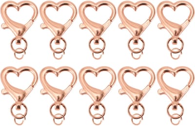 Dailygoods- Sleutelhanger Hartvormig - 10 Stuks - Karabijnhaak met Schroefsluiting - Sleutelringen - Zinklegering - 360° Draaibare Basis - Sleutelring