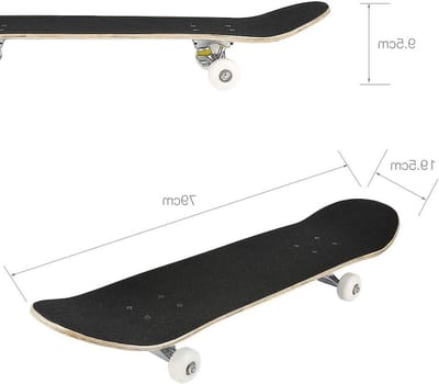 Skateboard Compleet - Longboard Beginners - Outdoor Cruisen - 9 Lagen Esdoornhout - 79 cm Lengte - Zwart Met Print