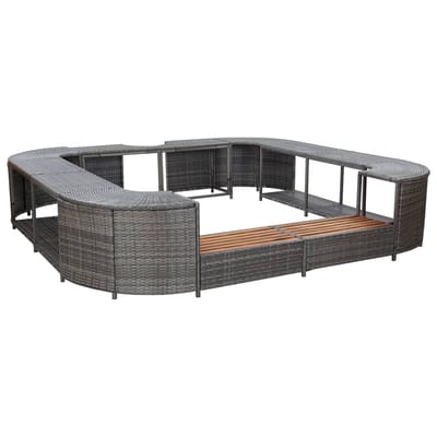 vidaXL - Spa-ombouw - vierkant - 268x268x55 - cm - poly - rattan - grijs